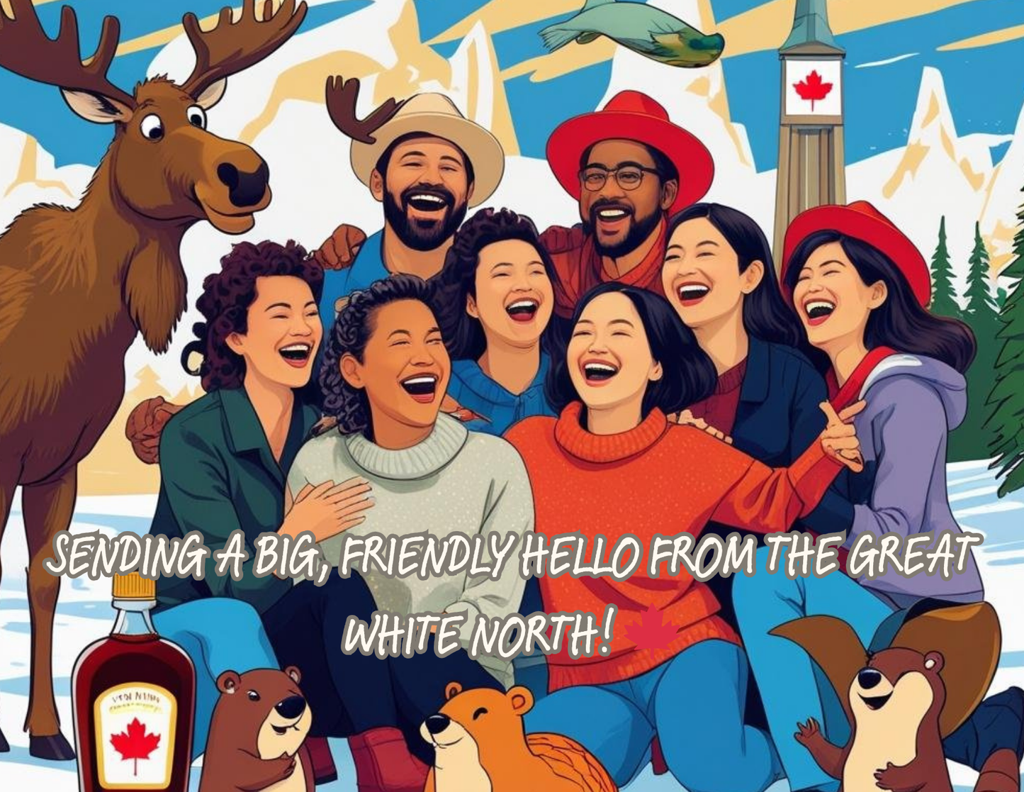 Friends Gathering in the Great White North - Pack of 10 Premium Postcards